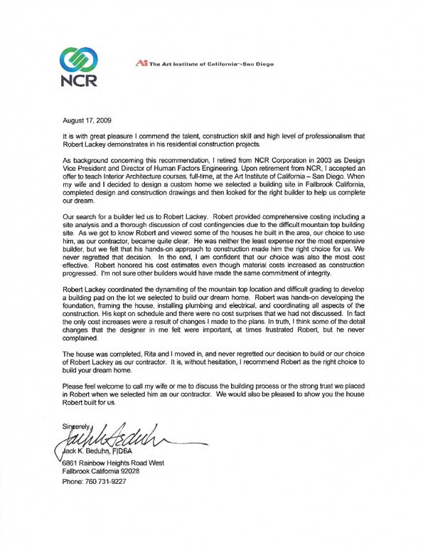letter from NCR